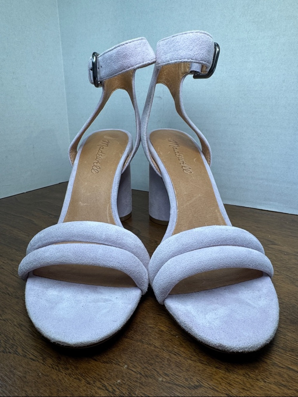 Madewell Rosalie Velvet Lilac Sexy Ankle Strap Sandals Chunky High Heels, sz 7.5 - Picture 3 of 13